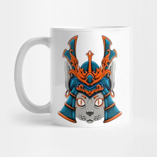 cat with samurai helmet Mug